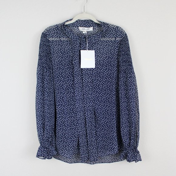 NWT Diane von Furstenberg DVF Floral Tie Shirt Blouse - Office to Weekend - Picture 2 of 10